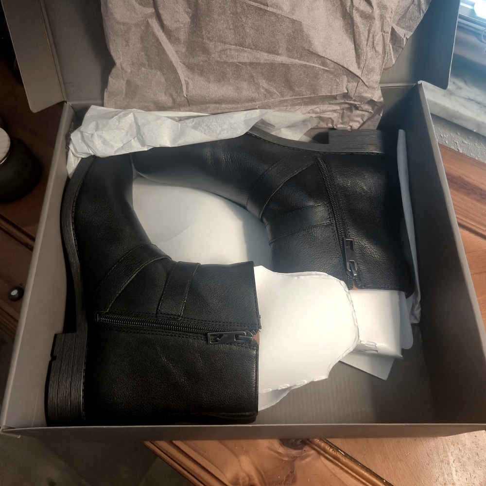 Franco Sarto Black Buckle Ankle Boots - Picture 3 of 9